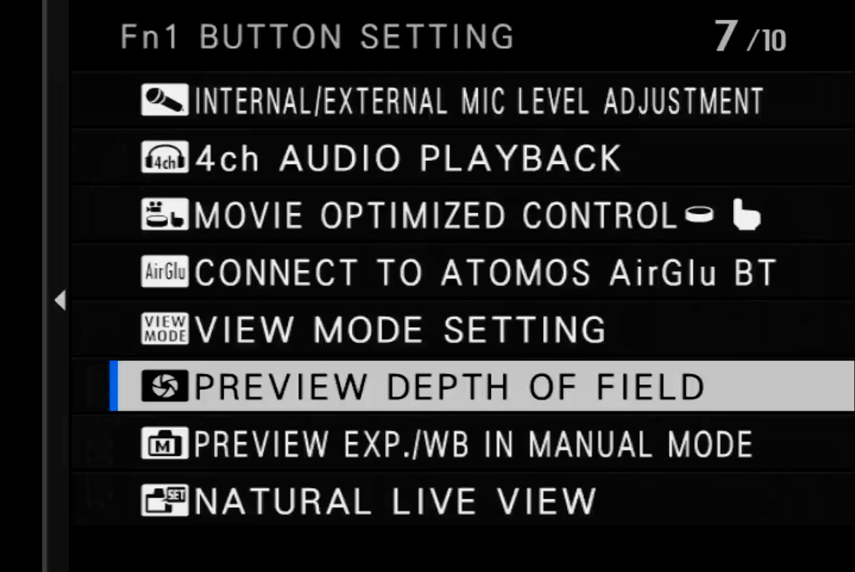 program preview depth of field