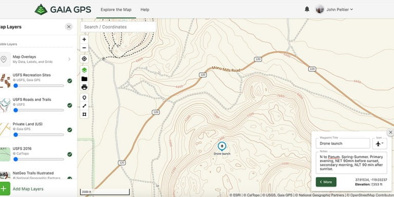 Planning a Photography Project with Gaia GPS Smartphone App