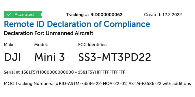 declaration of compliance