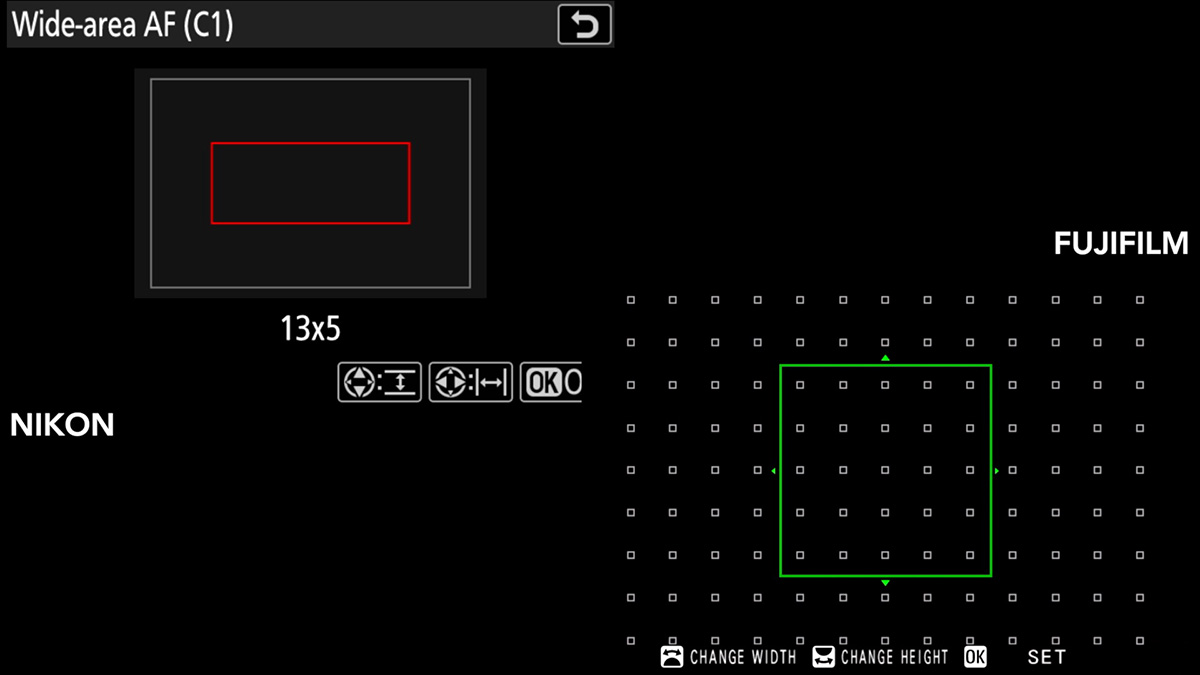 nikon and fujifilm custom areas