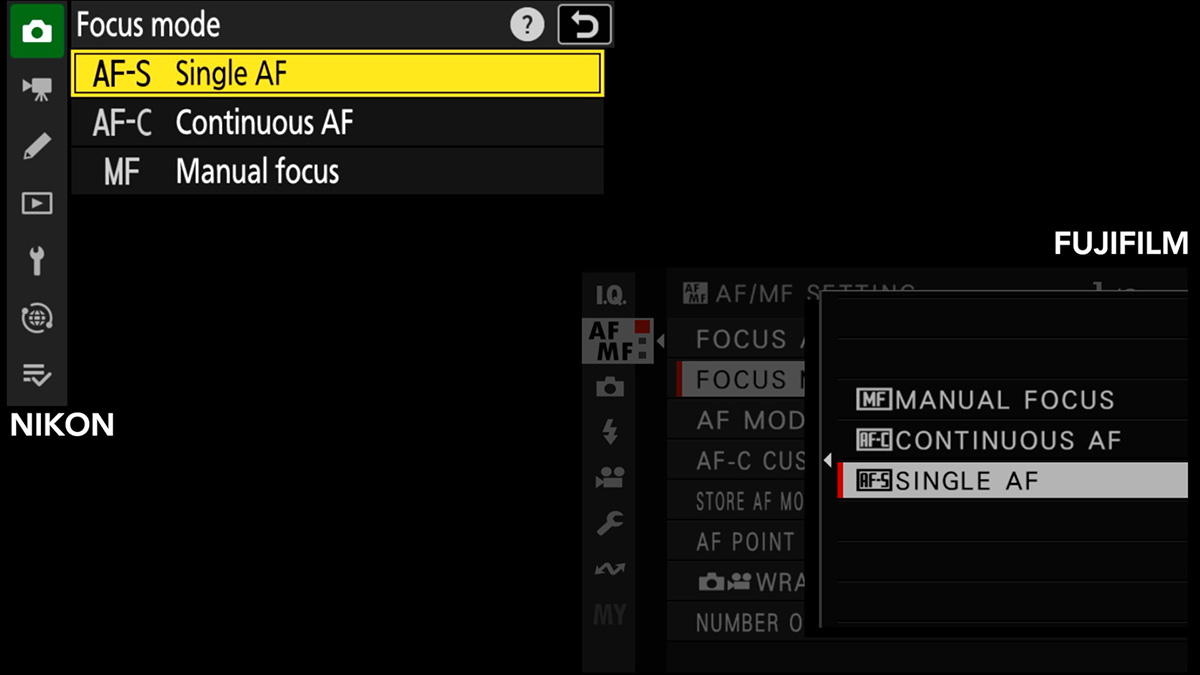 nikon v fuji focus modes