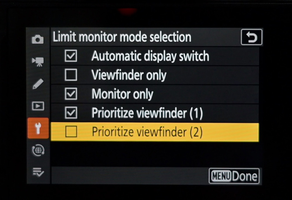 z5ii limit monitor mode