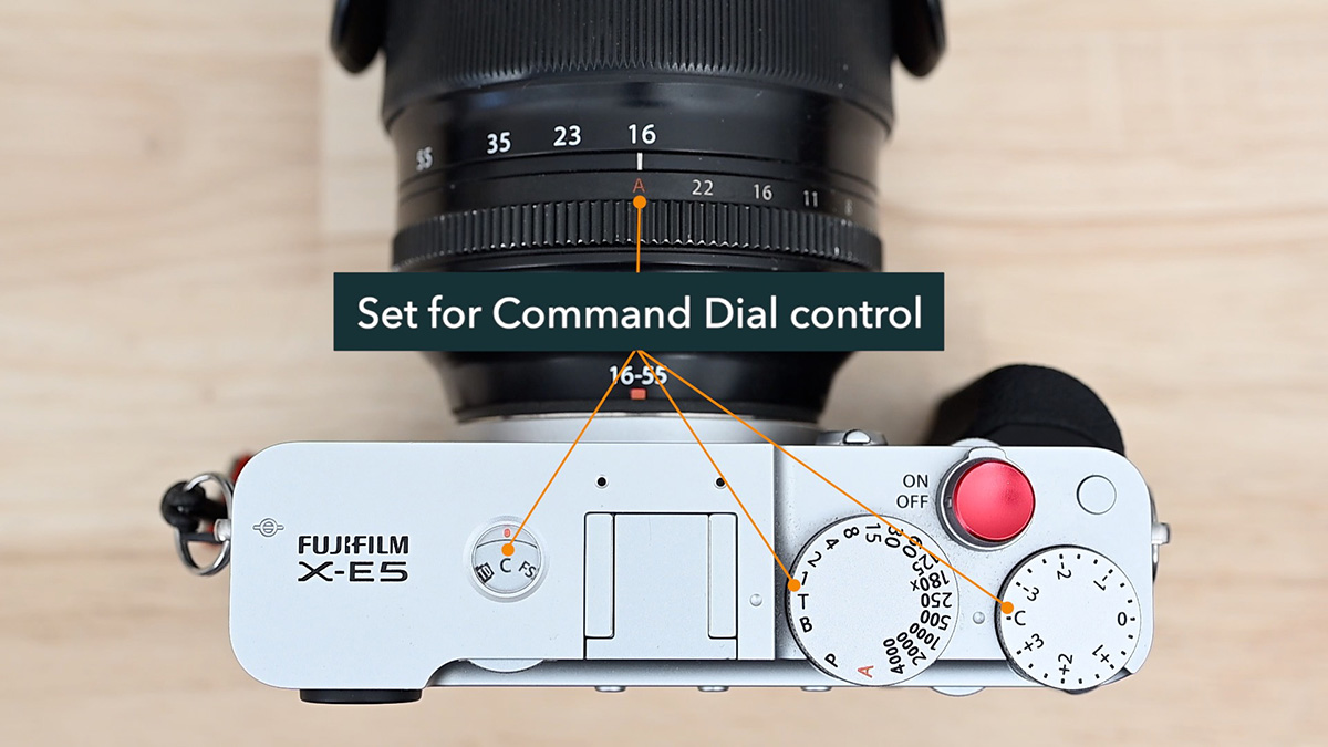 using fujifilm front command dial controls