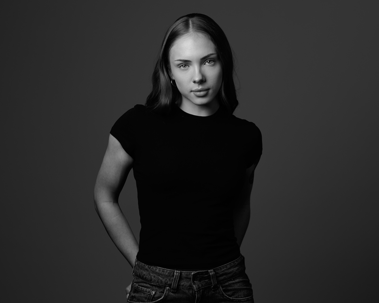 studio black & white creative portraits in reno