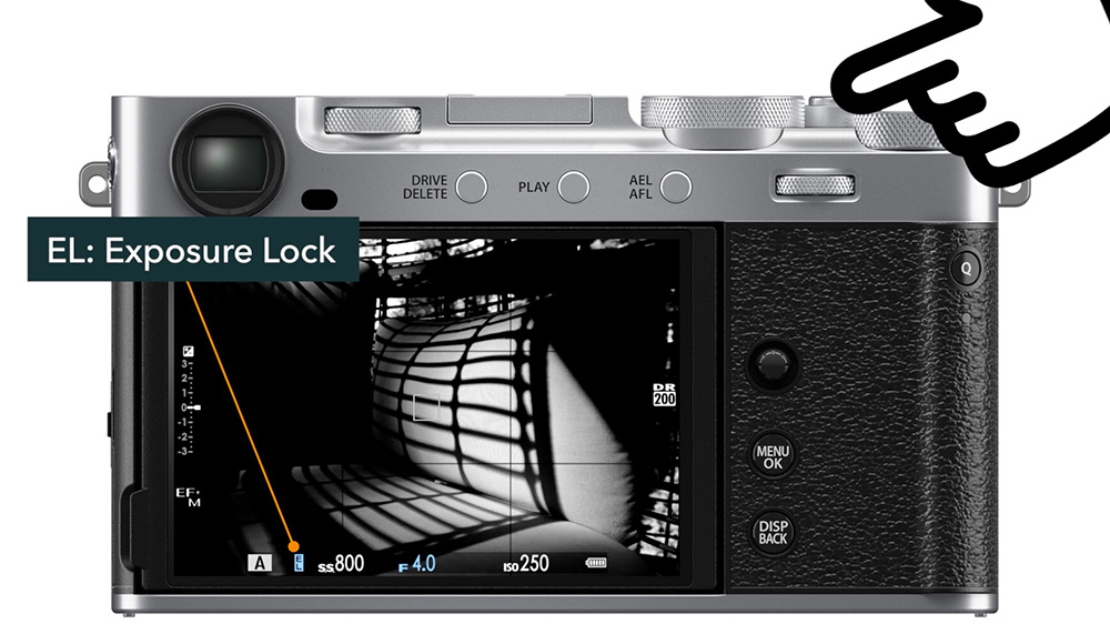 fuji exposure lock indicator