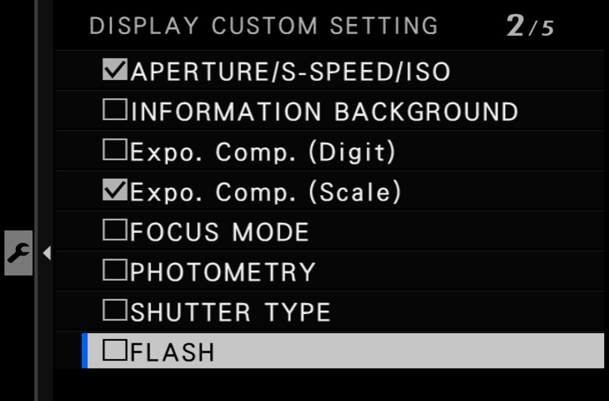 fujifilm display custom setting