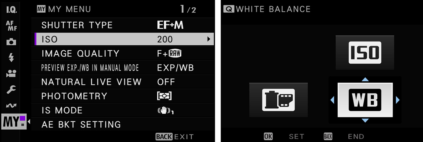 fujifilm my menu and q menu
