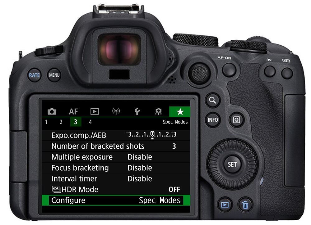 canon my menu configuration screen