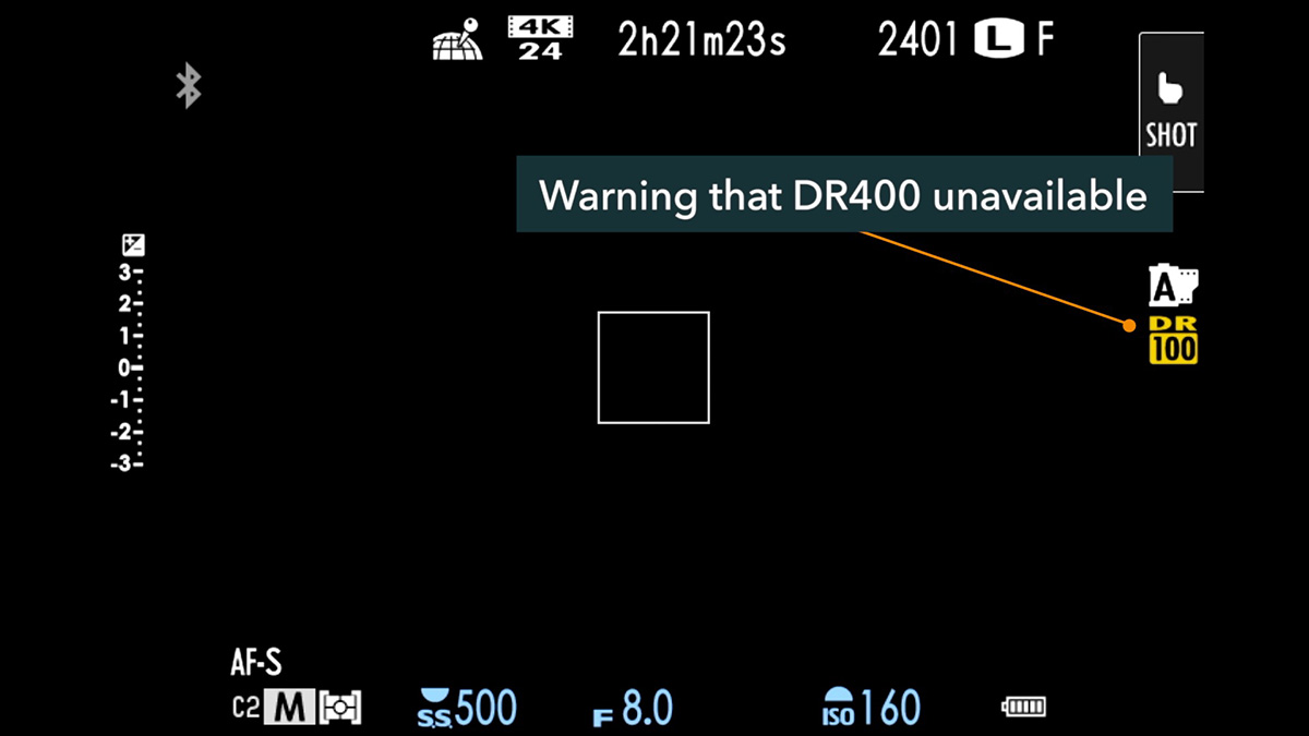 dynamic range iso warning