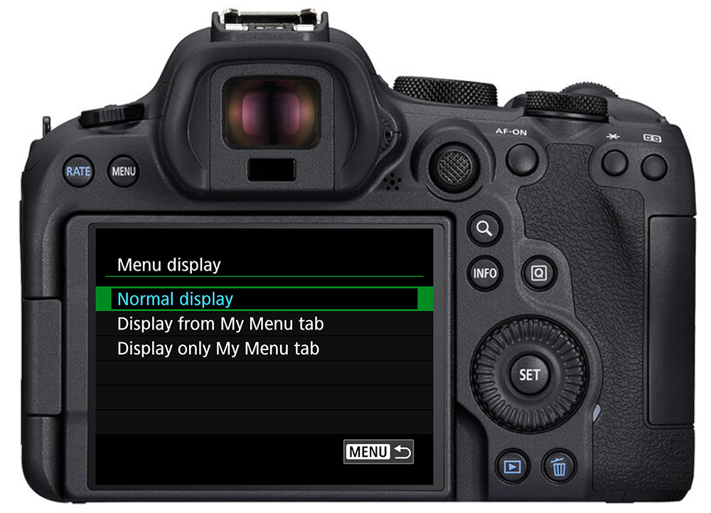 canon my menu display settings