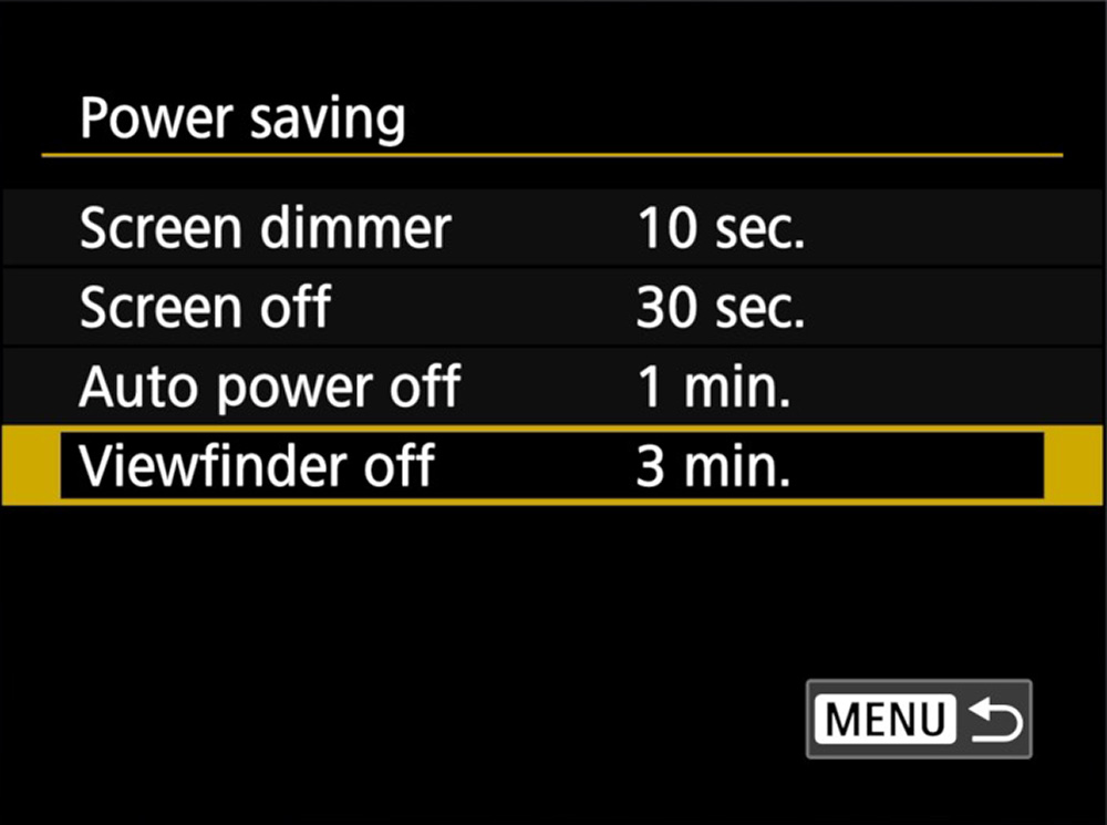 power saving menu
