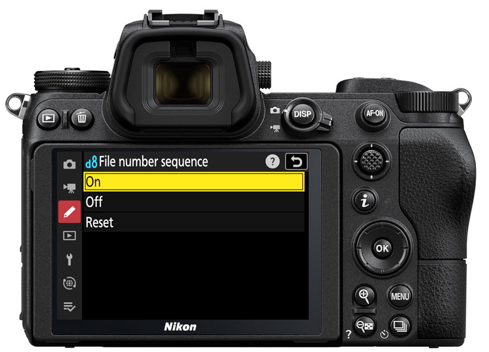 nikon z file number sequence