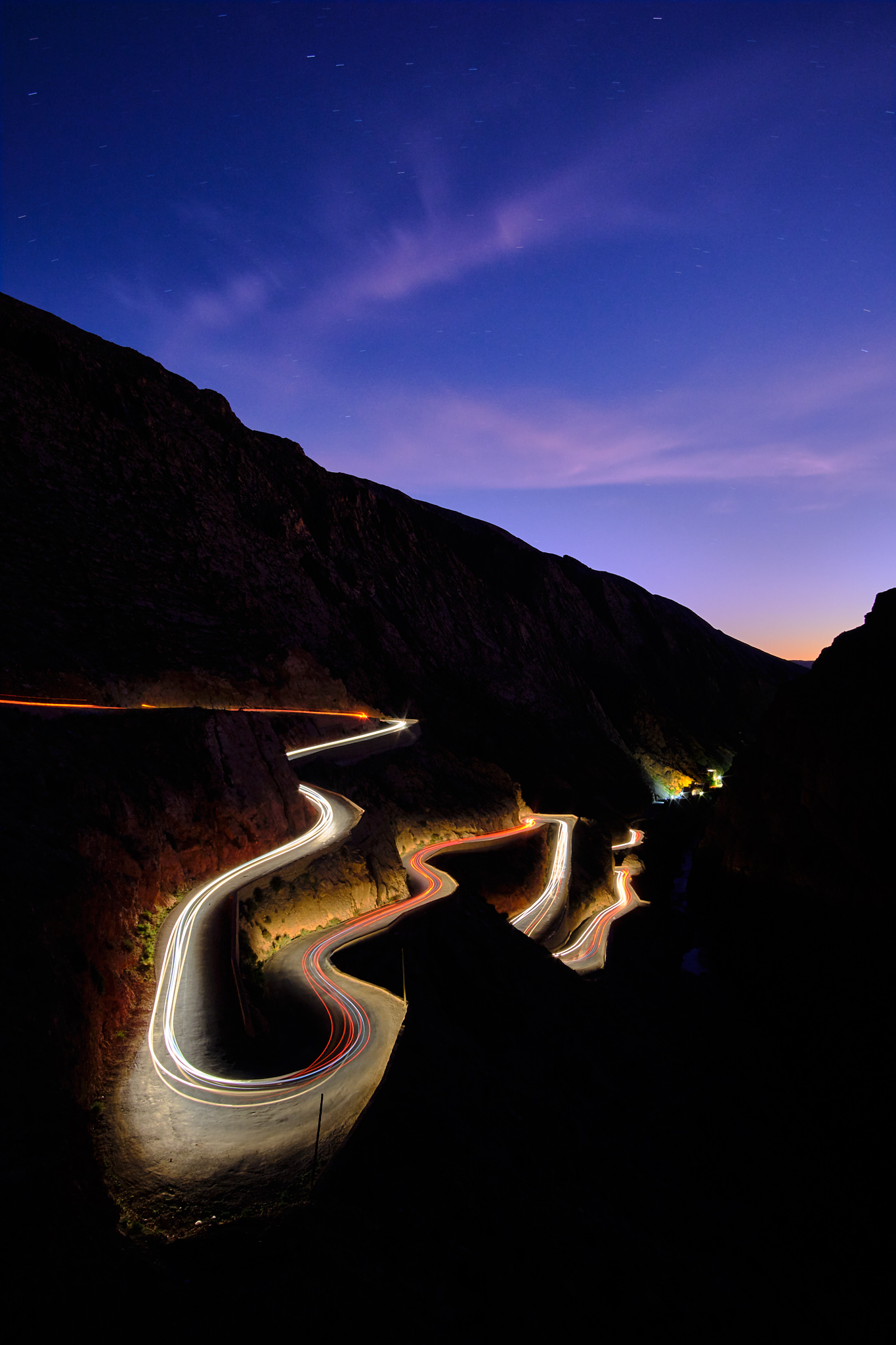 morocco long exposure car headlights