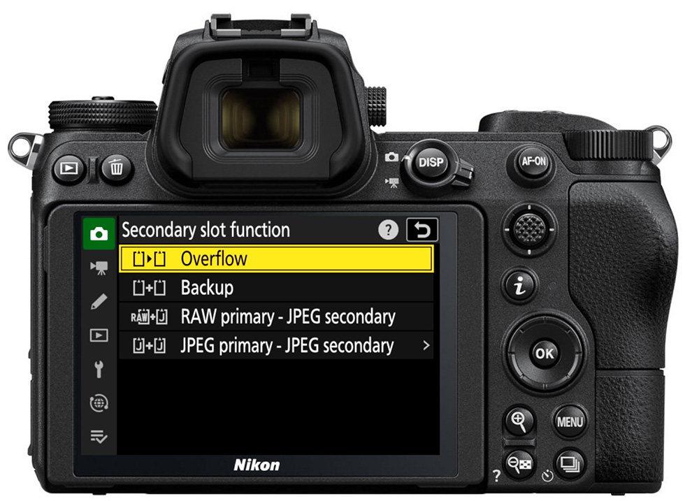 nikon z card slot options