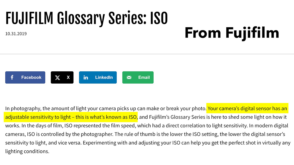 fujifilm iso definition